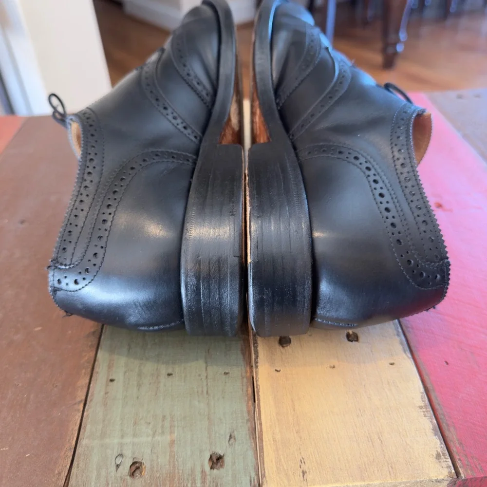 Trickers Whitman Black Leather Wingtip Brogue Derby Shoes Mens 10.5 Made in UK